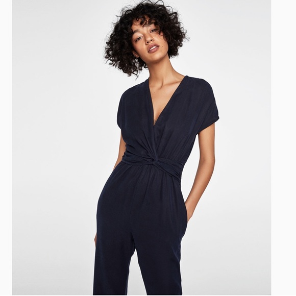 NWT Zara flowing jumpsuit with draped detail - Picture 2 of 5